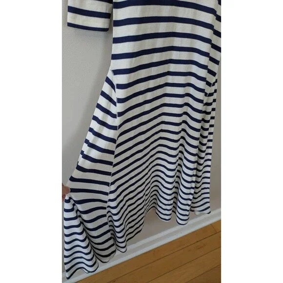 Polo Ralph Lauren Women's Maxi Dress Large Waffle Knit Preppy Blue White Striped - Picture 4 of 11